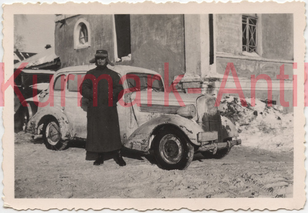 Foto Wehrmacht Russland PKW Auto Opel weiß Winter camo TARN