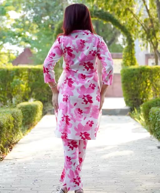 women cotton embroidery printed kurta pant set (cord set) Color 2 (KS115)