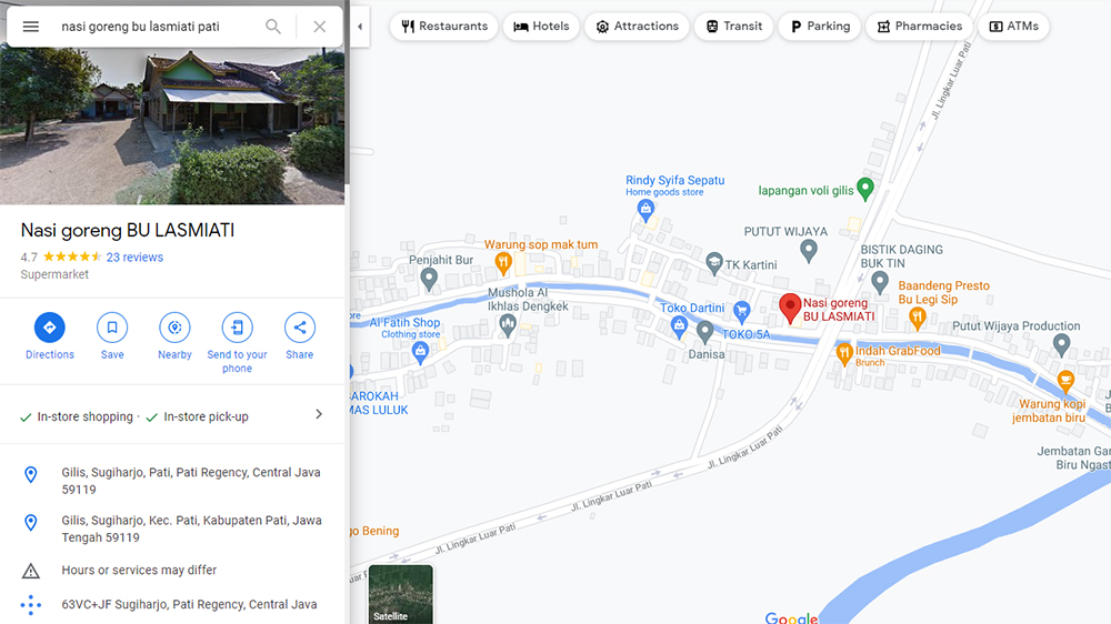 Google Maps Nasi Goreng Bu Lasmiati