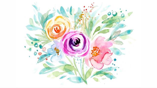 Easy step by step floral watercolor bouquet - loose style
