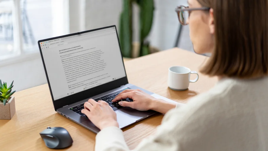 Девушка пишет сео текст