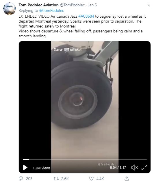 Screenshot video roda pesawat lepas.