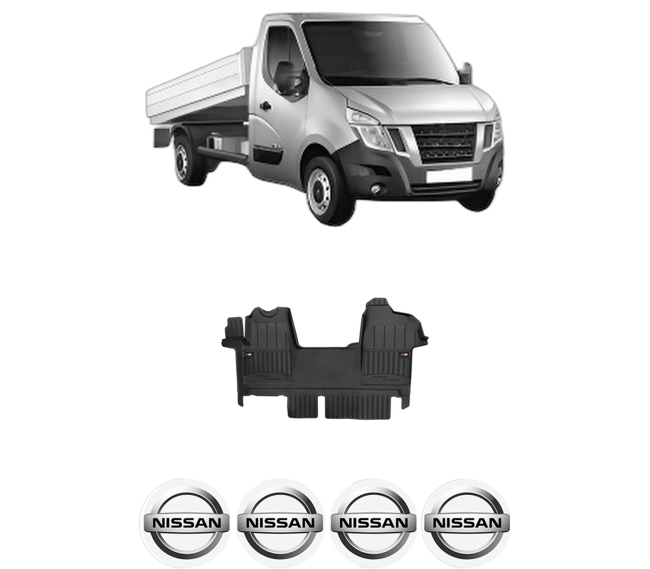 Set covorase presuri NISSAN NV400 Platform/Chassis (X62, X62B) din 2011-2020, auto, din cauciuc thermoplastic, 4 Stickere auto cu NISSAN