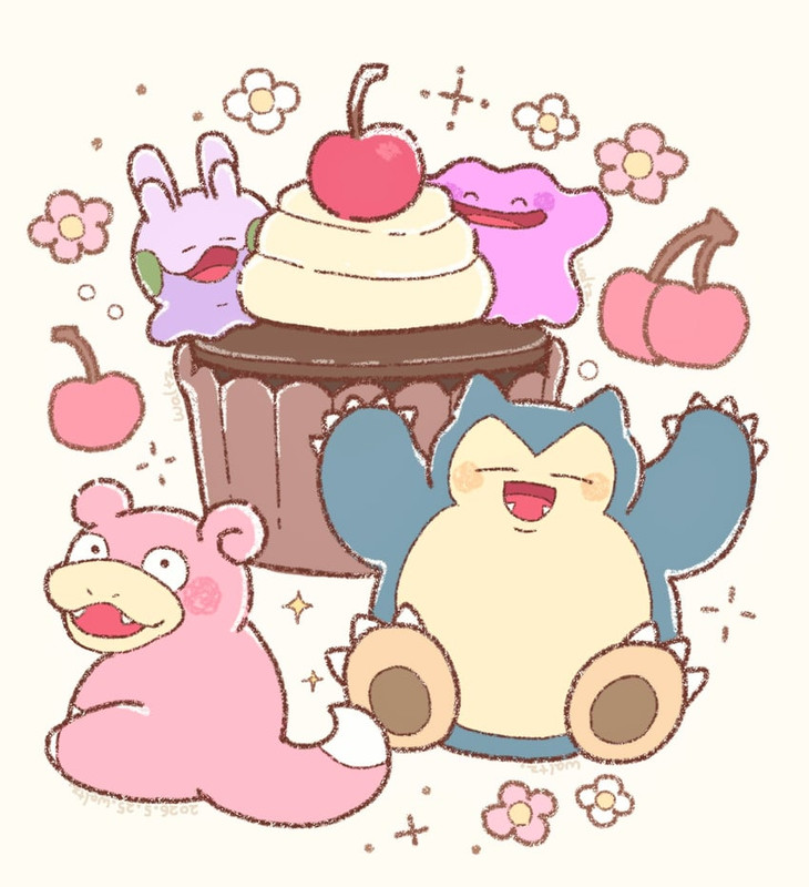 ditto-snorlax-goomy-and-slowpoke-pokemon