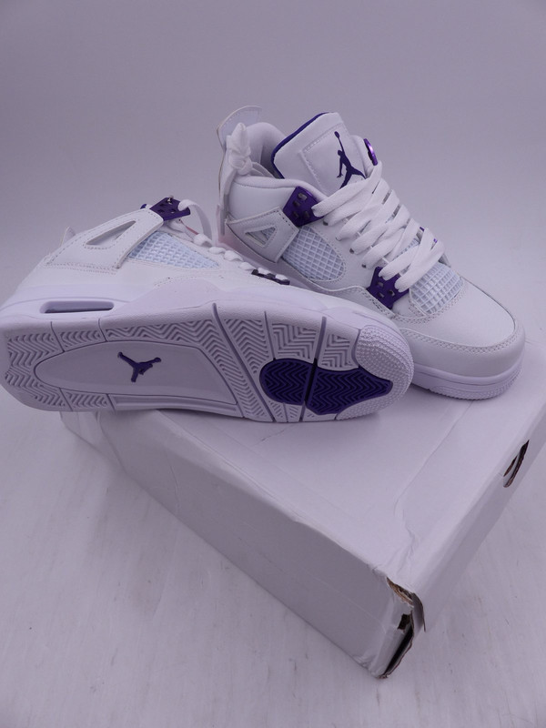 NIKE AIR JORDAN 4 RETRO MENS SIZE 5.5 US EUR 38 WHITE/METALLIC PURPLE  CT8527 115 | MDG Sales, LLC