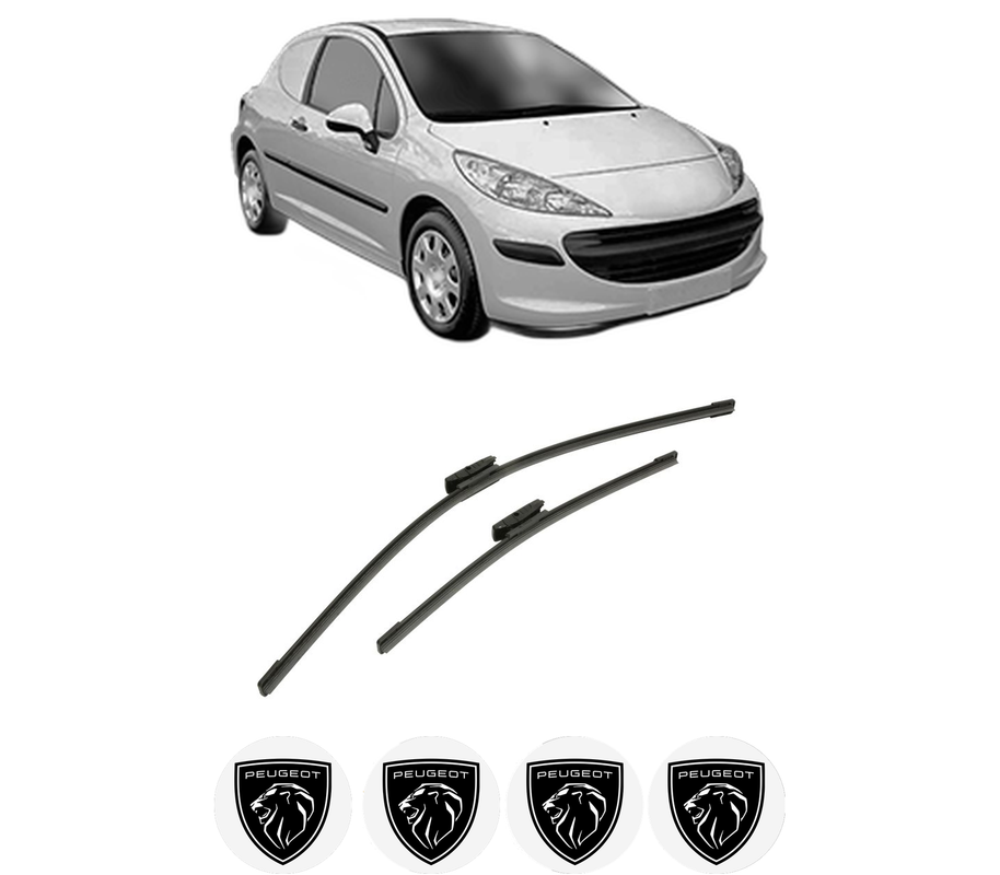 Set stergatoare auto PEUGEOT 207 Hatchback Van (WA_, WC_) din 2007-2012, pentru parbriz auto, 2 bucati, Bosch Aerotwin Multi, din cauciuc siliconat rezistent, 4 Stickere Auto PEUGEOT