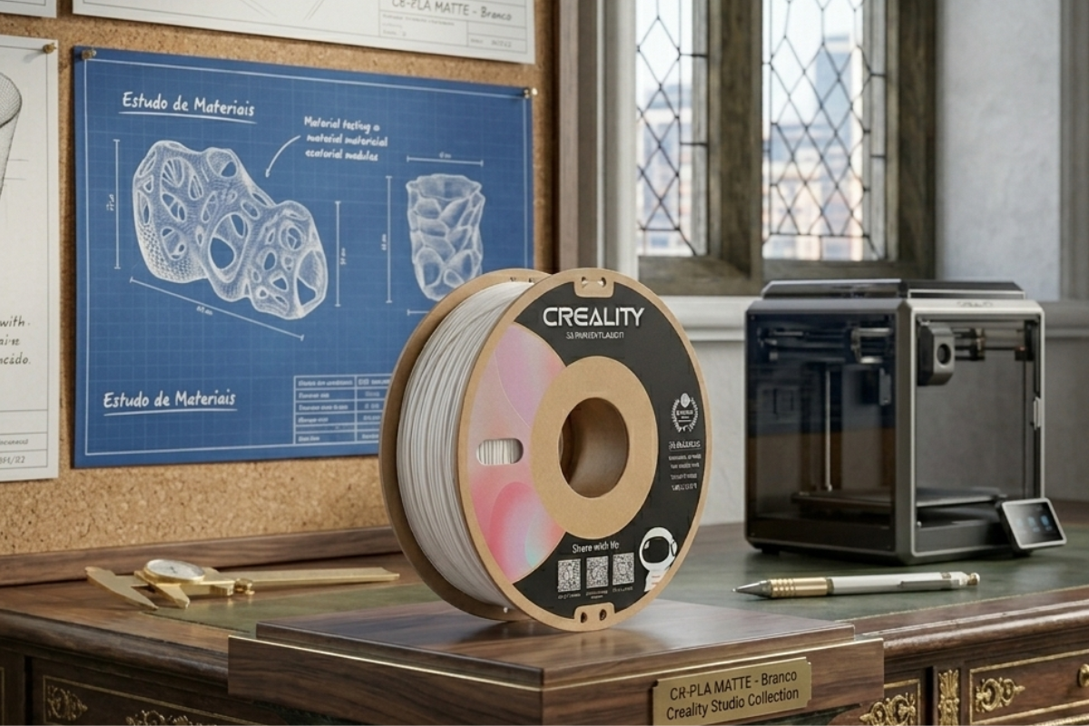 Close-up do filamento mostrando sua pureza e consistência