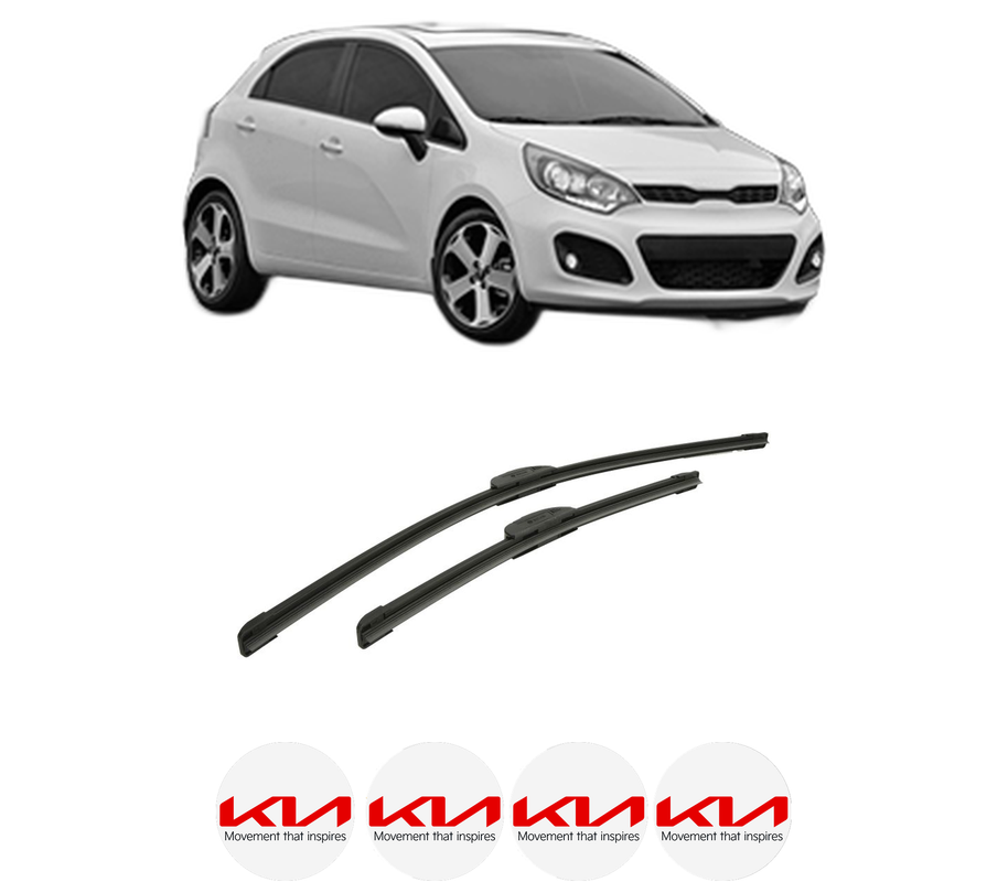 Set stergatoare auto KIA RIO III (UB) din 2011-2017, pentru parbriz auto, 2 bucati, Bosch Aerotwin Retrofit, din cauciuc siliconat rezistent, 4 Stickere Auto KIA