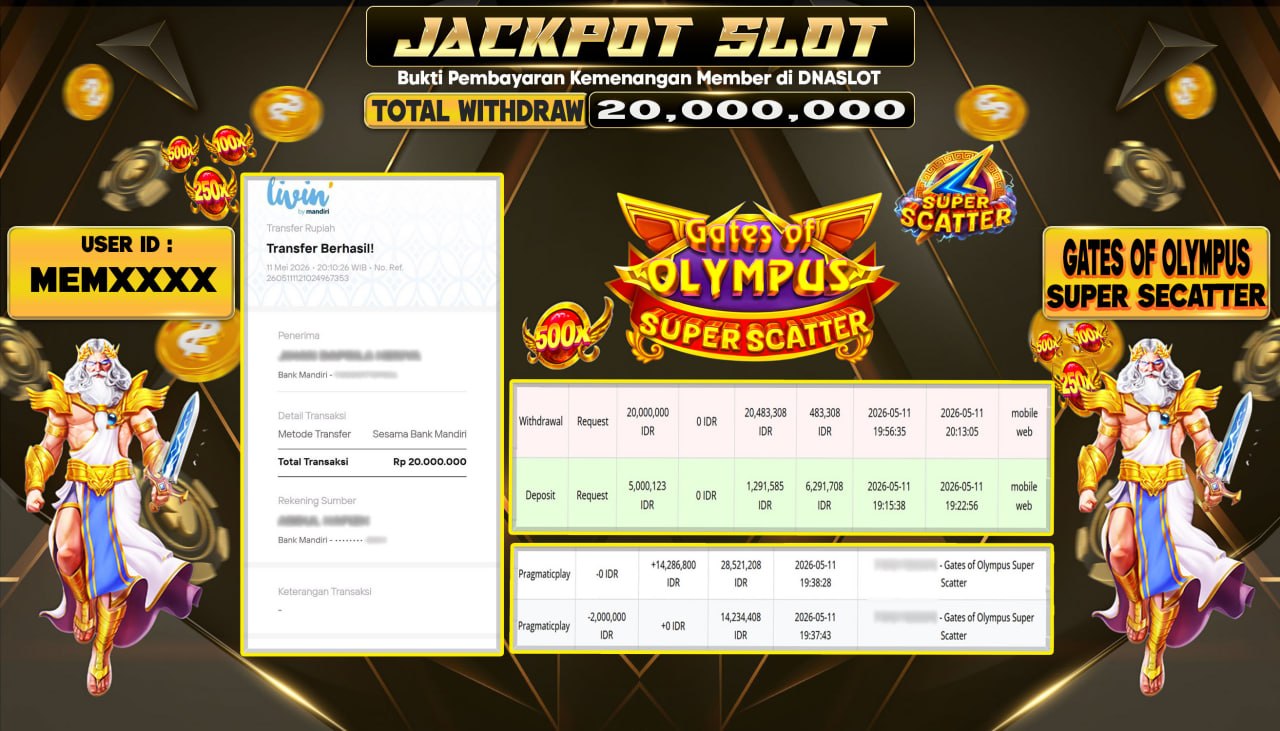 JACKPOT SLOT GATES OF OLYMPUS SUPER SCATTER 11 MEI 2026