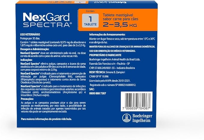 Embalagem do NexGard Spectra