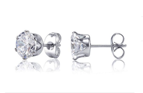 Inverness- 1 orecchino Tiff. Maxi Zircone 7mm Acciaio Medicale 316L