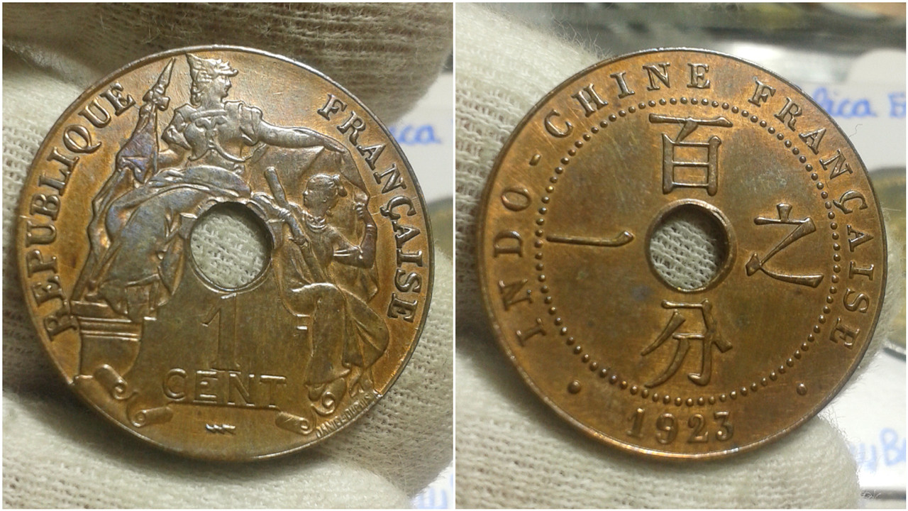 Cent de 1923 (~). Indochina francesa. Dedicada a Grillo. Polish-20200421-214937798
