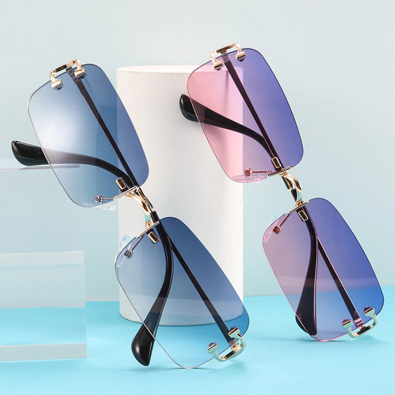 『EYE 770 CLEAR』 Men's Gold Clear Lens Sophisticated Square Rimless Rectangle