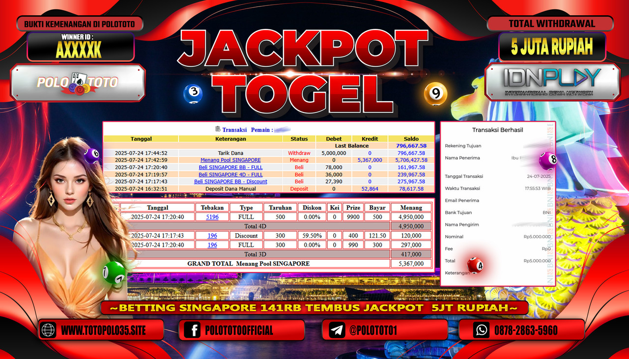 POLOTOTO JACKPOT POOL SINGAPORE Rp.5.000.000,-