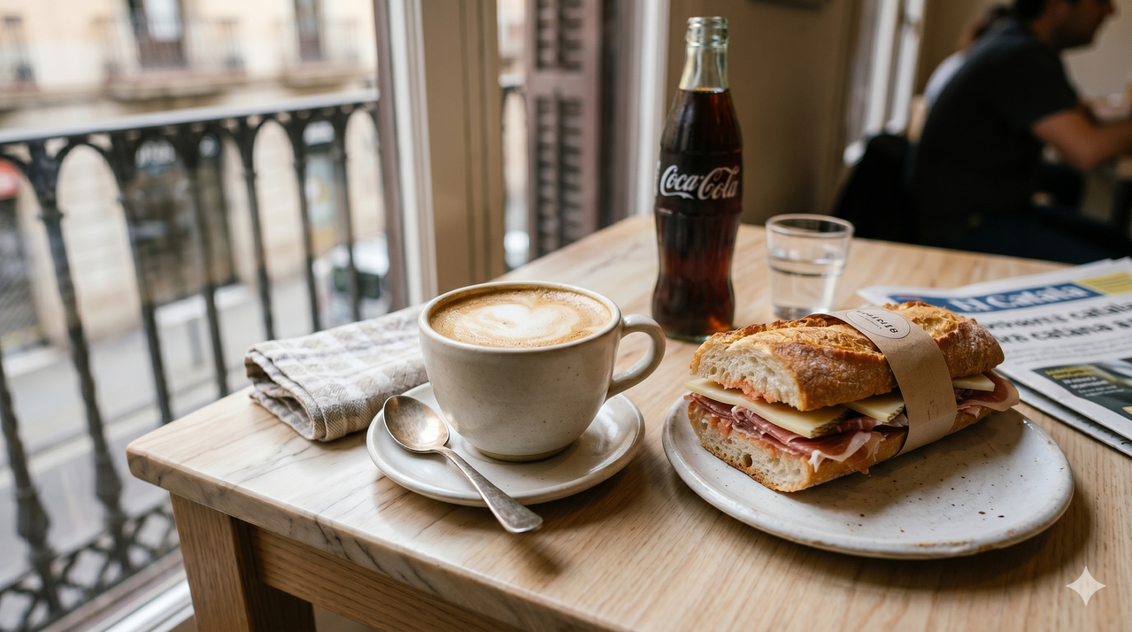 Bocadillo Frío Y Café Con Leche (150 Ml. A 200 Ml. Aprox.)