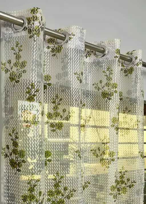 PREMIUM FLORAL NET PRINT CURTANS,SET OF 1 Color 3 (R706)