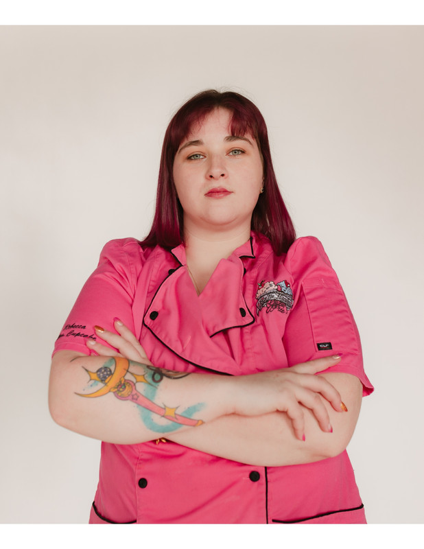 Rebecca Boutin in her Bite Me Kupcakez chef coat