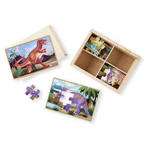 Melissa & Doug Rompecabezas de Dinosaurios, Cuatro en una Caja - Amazon 