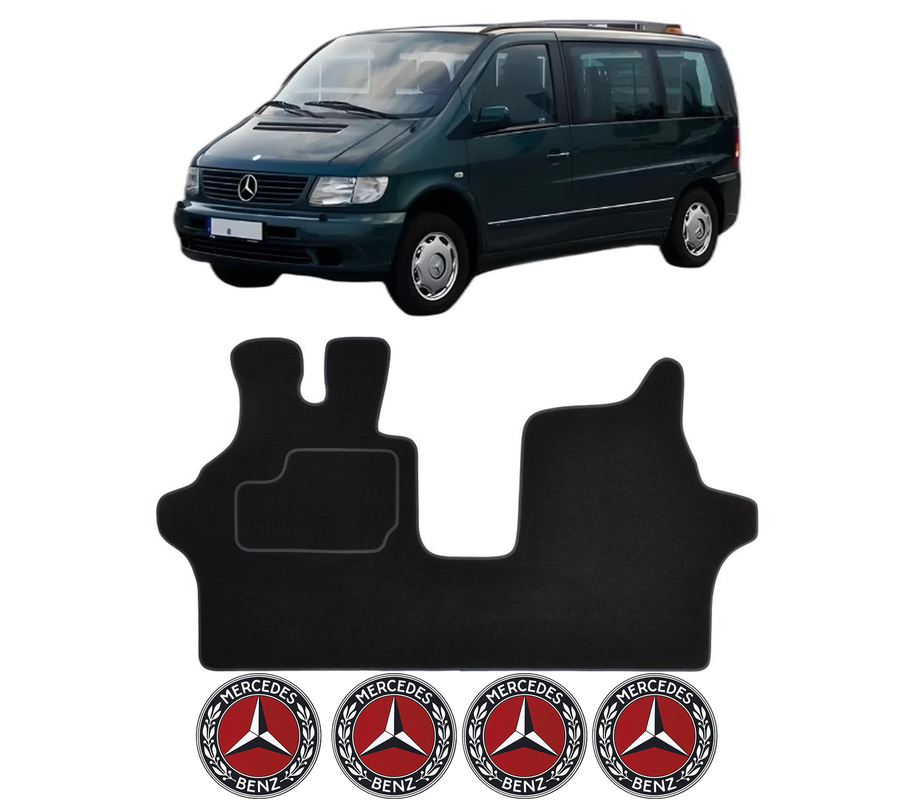 Set Covorase Presuri MERCEDES-BENZ VITO Van (W638) din 1997-2003, Auto, Material Textil Mocheta, 4 Stickere auto cu MERCEDES-BENZ