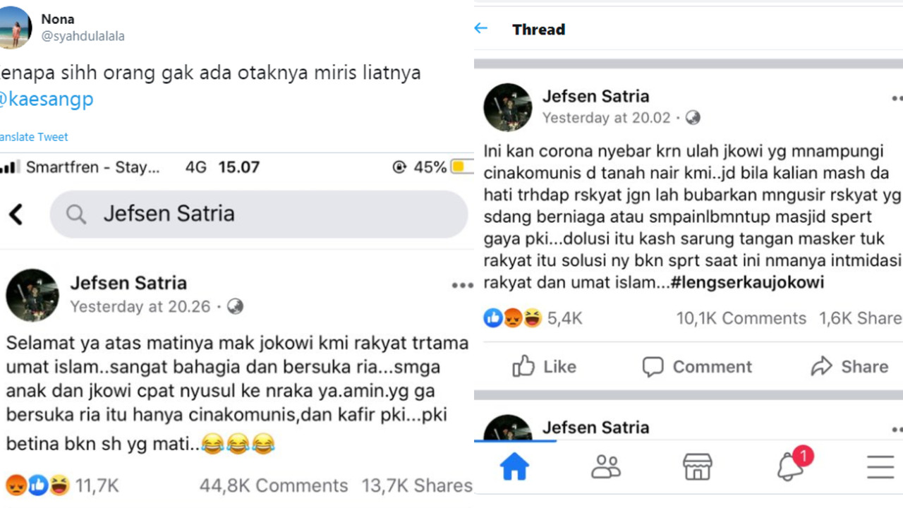 Hinaan kepada almarhumah yang discreenchot oleh salah satu akun twitter dan menandai Kaesang (Twitter @syahdulalala)