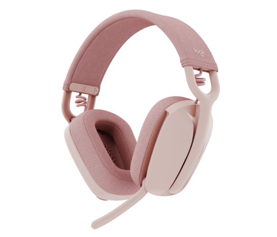 Detalle de los audífonos Logitech Zone Vibe 100, mostrando su diseño ligero y materiales.