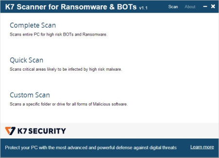 K7 Scanner for Ransomware & BOTs 1.0.0.261