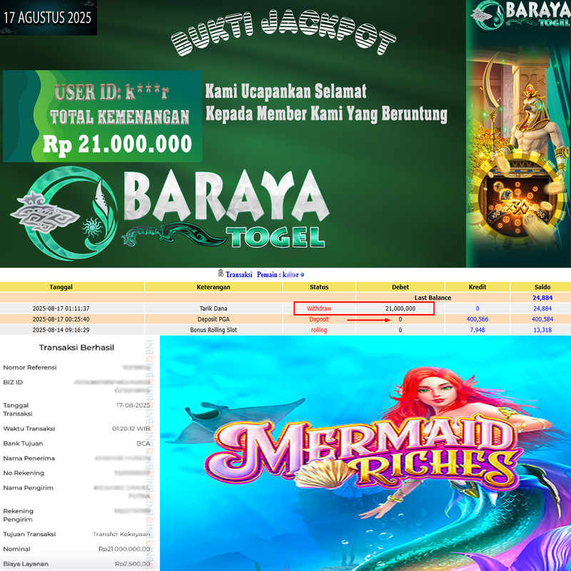 Rp. 21.000.000.- WD LUNAS DI BARAYATOGEL