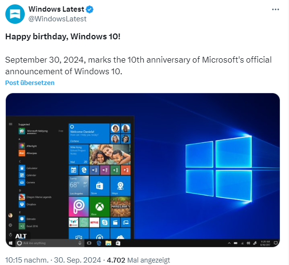 Windows 10-Ankündigung