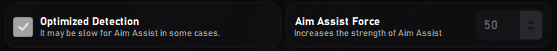 Aim Assist optimization panel