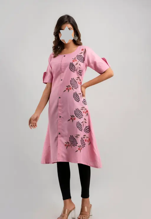 Fashionable Cotton Slub Dijital Print Anarkali Kurti For Women Color 11 (R108)