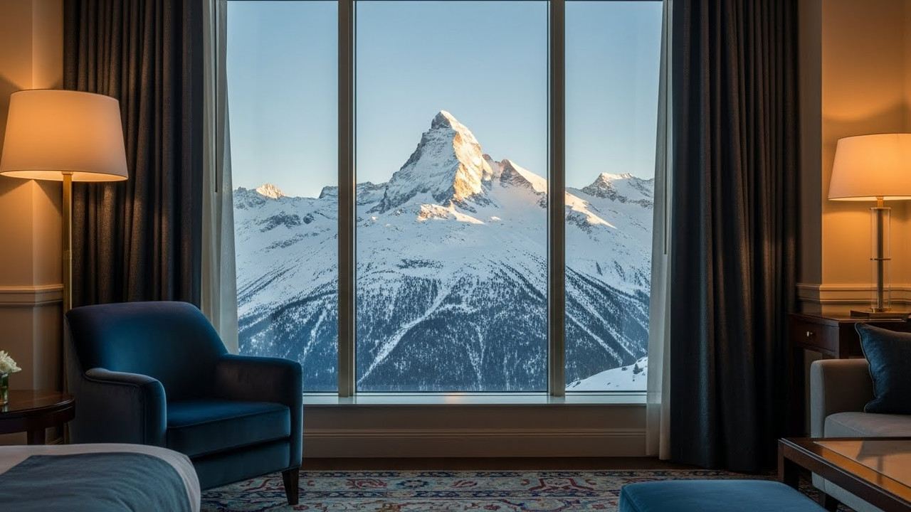 Piscina externa aquecida do Badrutt's Palace ao amanhecer