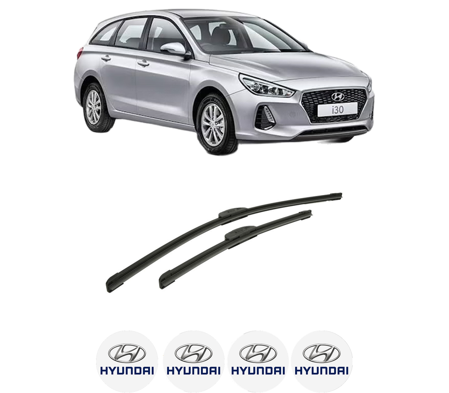 Set stergatoare auto HYUNDAI i30 Kombi Van (PDE) din 2017-2020, pentru parbriz auto, 2 bucati, Bosch Aerotwin Retrofit, din cauciuc siliconat rezistent, 4 Stickere Auto HYUNDAI