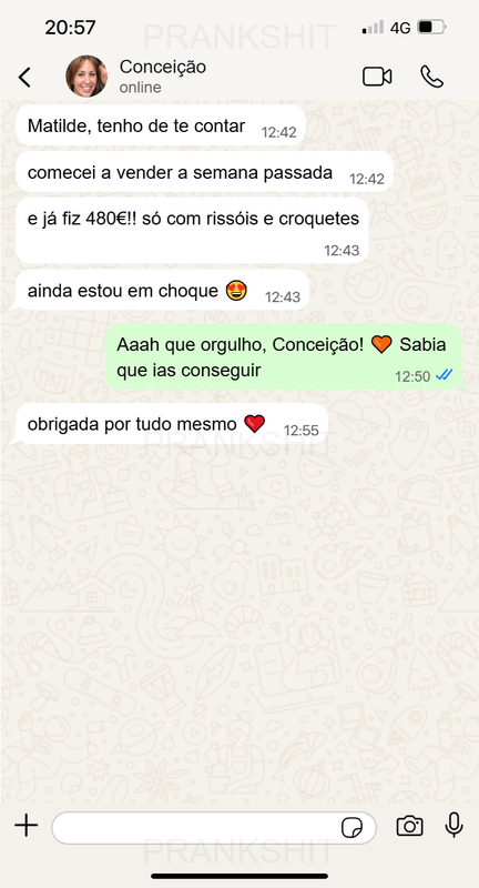 Print de conversa de WhatsApp — resultado de aluna