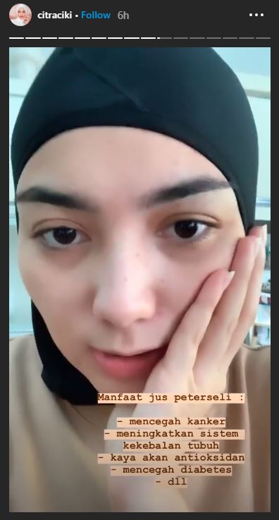 Insta story Citra Kirana (tangkap layar instagram @citraciki)