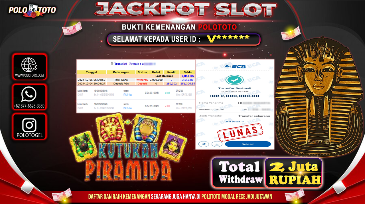 POLOTOTO JACKPOT SLOT KUTUKAN PIRAMIDA Rp.2,000.000,-