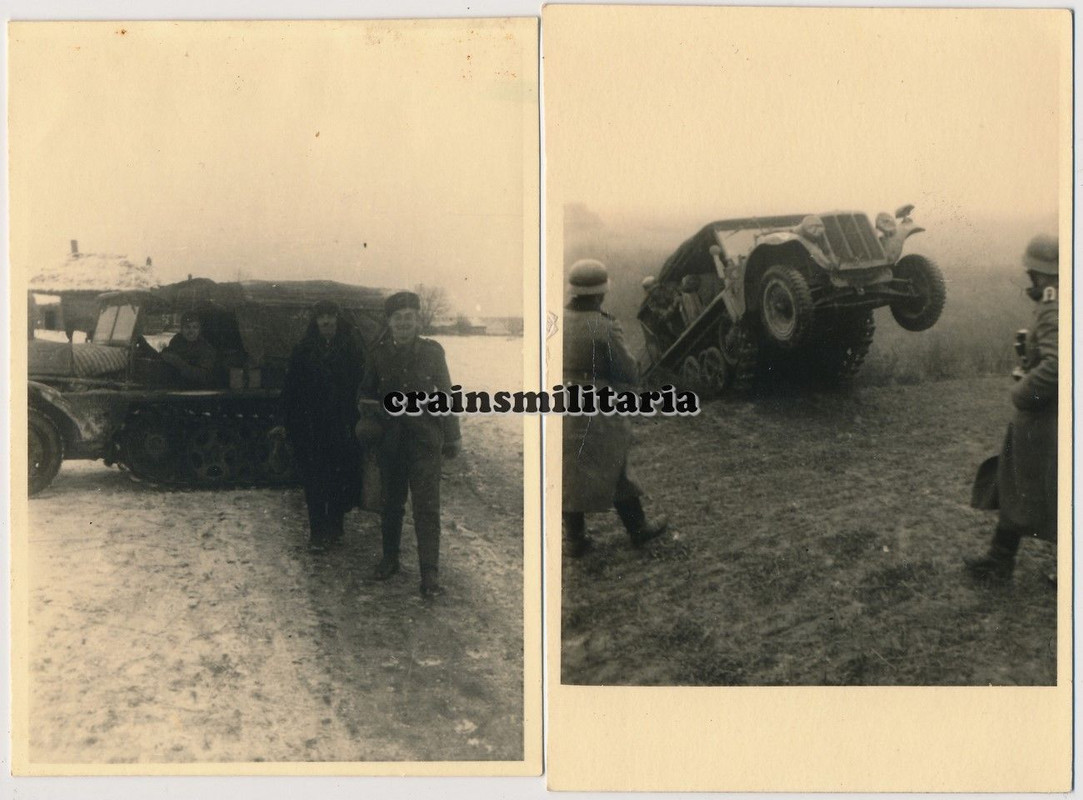Orig. Foto SdKfz 10 Halbkette Zugmaschine b. Übung und in Russla