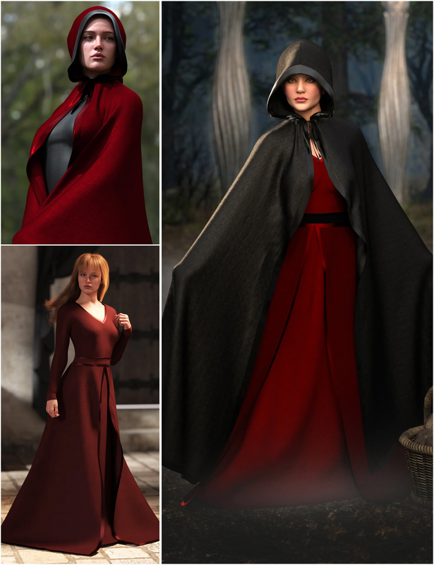 Medieval Dress and Capes Bundle for Genesis 9