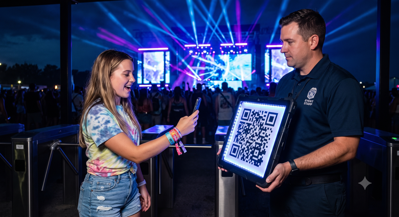 Pop-up market stall with QR linking to menu and socials