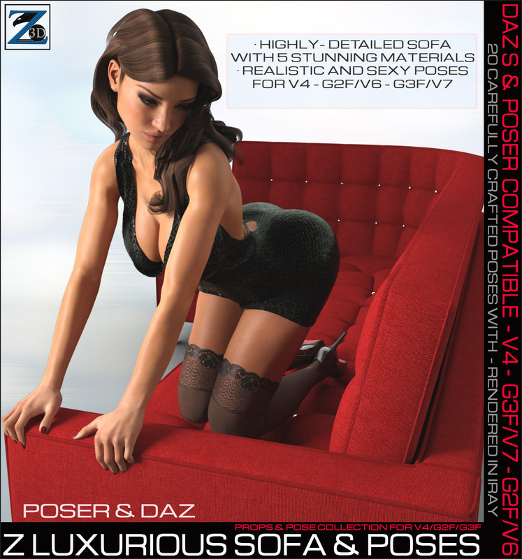 Z Luxurious Sofa + Poses - Poser & Daz