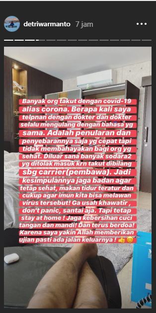 Detri Warmanto menuliskan informasi tentang virus corona