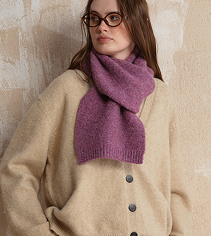 Purple Soft Wool Blend Knitted Scarf Women Men Winter Pure - 157 × 22 cm