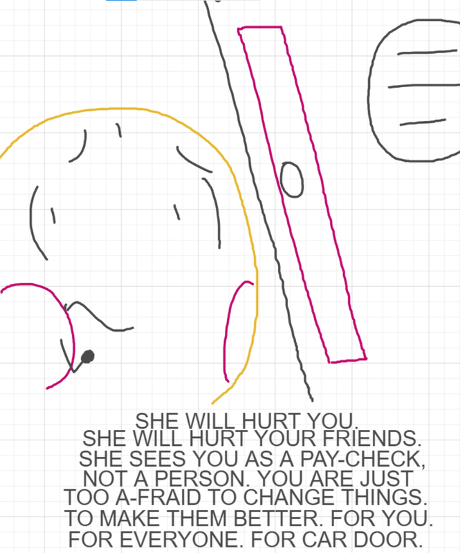 A panel from You're In Danger, Boy, episode seven of the Board Boards object show by Furretwalk/WalkingFurret.