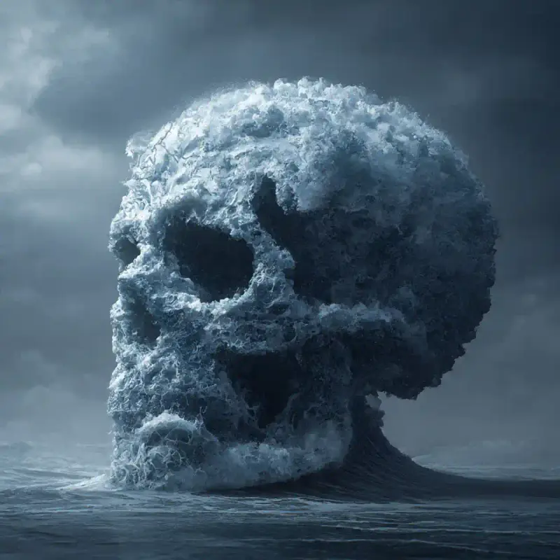 Ocean Waves Forming Skull Shape 4