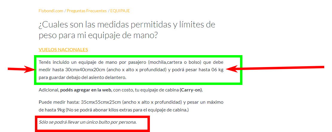 *FlyBondi* ¿Cuales son las medidas permitidas y límites de p - Flybondi: Aerolínea lowcost Argentina: opiniones, equipajes