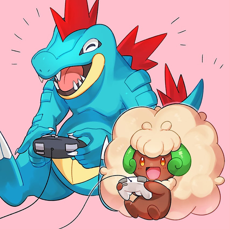 whimsicott-and-feraligatr-pokemon-drawn-
