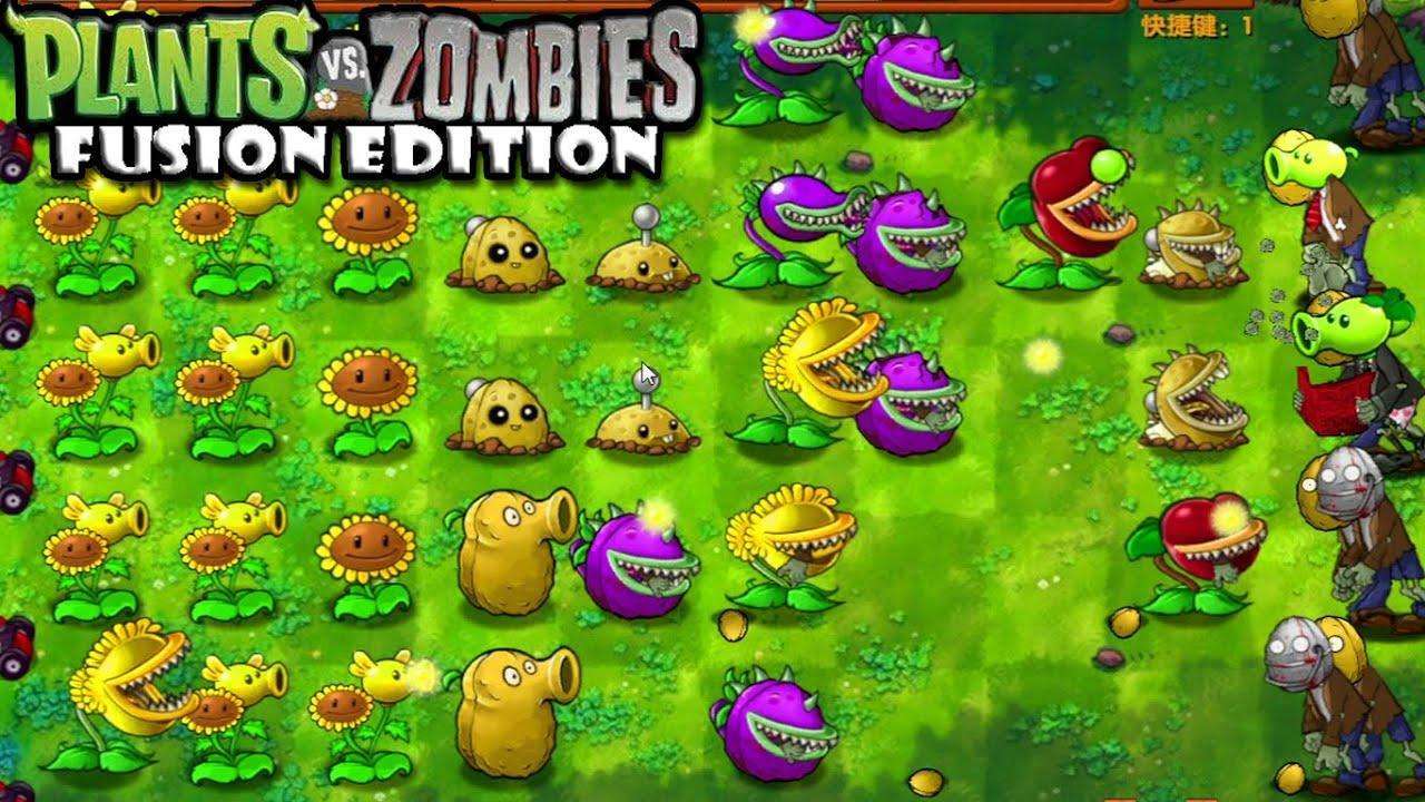 PvZ Fusion gameplay screenshot showing plant fusion mechanic