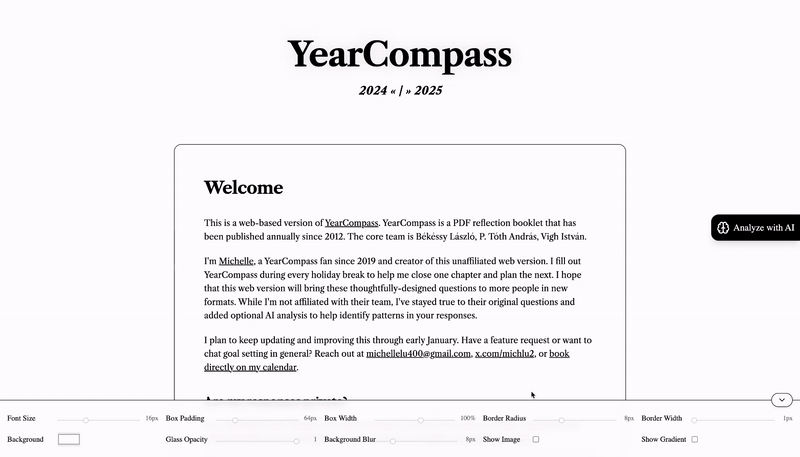 Demo of YearCompass Construction Set