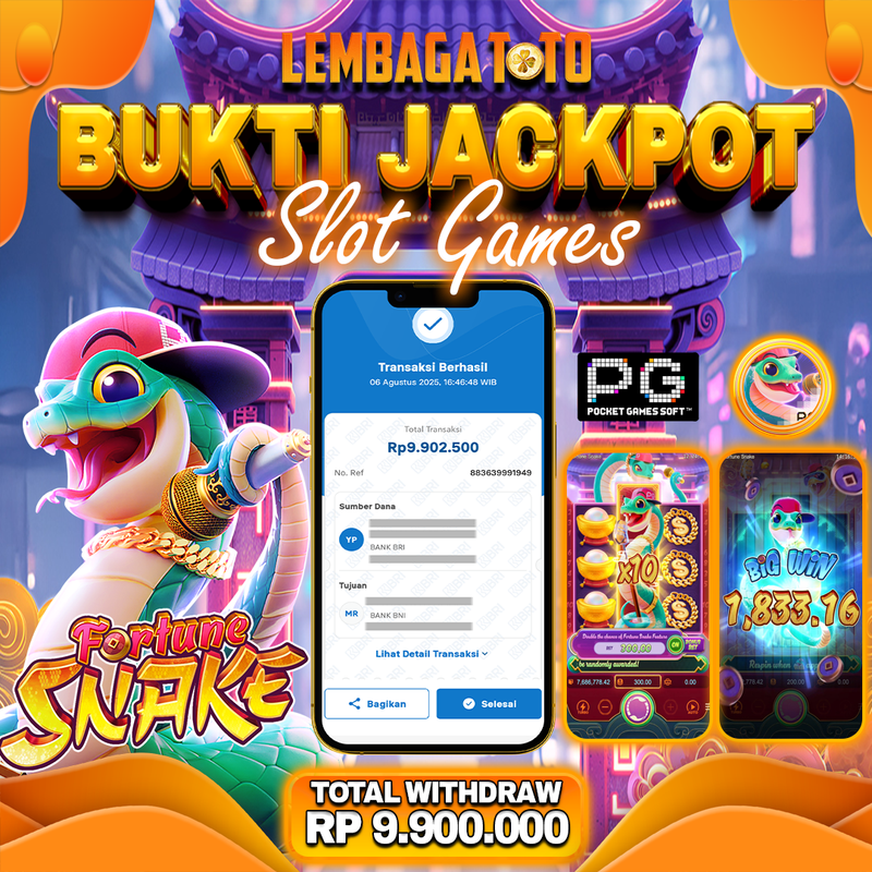 BUKTI JACKPOT 07 AGUSTUS LEMBAGATOTO FORTUNE SNAKE Rp.9.900.000,- LUNAS