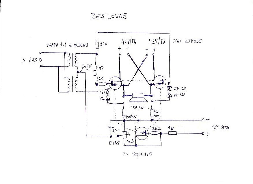 IRFP150 zesilovač