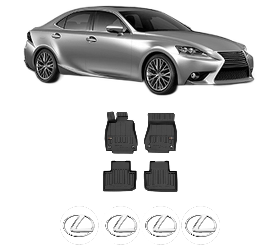 Set covorase presuri LEXUS IS III (_E3_) din 2013-2020, auto, din cauciuc thermoplastic, 4 Stickere auto cu LEXUS